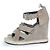Balenciaga, sandalo con zeppa in suede grigio - vista 2