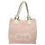 Borsa Tote Gancini di Salvatore Ferragamo in tela pelle rosa bianco oro Auth EC754 - vista 2