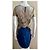 Marchesa Abito da cocktail in pizzo e seta oro e blu navy D'oro - vista 9