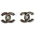 Orecchini Chanel CC oro invecchiato e ottone nero D'oro