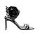 Sandali corsage in pelle verniciata nera Fiore d'Ambra Saint Laurent