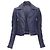 Chaqueta biker cropped de piel de cordero azul oscuro BALENCIAGA 2014 - vista 2