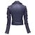 Chaqueta biker cropped de piel de cordero azul oscuro BALENCIAGA 2014 - vista 5