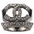 Chanel Ring aus anthrazitfarbenem Metall und Strass Größe 50 Grau