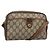 GUCCI GG Supreme Web Sherry Line Bolsa PVC Bege Ouro 116 02 089 Auth BD1622 Dourado