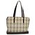 Burberry Nova Check Tote Bag aus Canvas Beige Silber Authentisch KD427