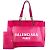 Borsa a spalla Balenciaga 741605 Mesh con pochette Duty Free grande logo Rosa Bianco