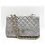 Timeless Chanel Borsa a flap Jumbo in pelle di agnello matelassé a doppio flap classico in argento metallico