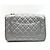 Timeless Chanel Borsa a flap Jumbo in pelle di agnello matelassé a doppio flap classico in argento metallico - vista 4