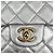 Timeless Chanel Borsa a flap Jumbo in pelle di agnello matelassé a doppio flap classico in argento metallico - vista 9