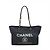 Timeless Chanel Kleine Denim-Tote-Tasche Blau Deauville