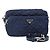 PRADA Sac à épaule matelassé en nylon bleu argent Auth KD263 Argenté