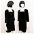 Sandro Mini-Kleid aus Samtseide mit schwarzem Spitzenkragen Größe 1 Weiß - Ansicht 6