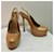 Yves Saint Laurent Pompes à talons slingback rose gold Triptoo Doré Métallisé  - vue 2