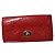 Coach Slim Envelope Signature Embossed Patent Leather Wallet On Chain Red