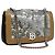 Borsa a spalla in pelle con paillettes Burberry argento Auth BA1535