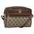 GUCCI GG Supreme Web Sherry Line Bag PVC Beige Gold 56 02 087 Auth ar13365 Golden