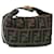 FENDI Zucca Canvas Vanity Pouch Black Brown gold Auth 118070 Golden  ref.2171990