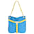 Fendi Leather Braided Shoulder Bag Blue Yellow  ref.2173566