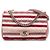 Chanel Rosa Jumbo Strisce Jersey Feltro e Corda Flap