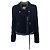 Chanel Seltene schwarze Samt-Bikerjacke mit Besatz 40 FR