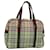 BURBERRY Nova Check Blue Label Hand Bag Canvas Beige Gold Auth 116499 Golden Cloth  ref.2174526