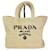 Prada Yarn Raffia Effect Crochet Embroidered Naturale Tote Bag Brown Cloth  ref.2174836