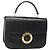 Céline Borsa a mano CELINE Circle in pelle nera e oro Auth KD513 Nero D'oro