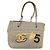 CHANEL Borsa Tote Choco Bar Canvas Beige Giallo CC Auth 116301