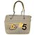 CHANEL Borsa Tote Choco Bar Canvas Beige Giallo CC Auth 116301 - vista 2