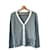 Chanel Wollweste mit Logo Grau Creme Roh