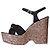 Sandali con zeppa Saint Laurent Suede Nero e Glitter Multicolore