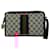 Gucci Sherry Line Clutch Bag Brown Navy blue Leather Cloth  ref.2187531