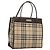 Bolsa de mão em canvas bege com estampa Nova Check da BURBERRY Auth 120347