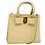 Salvatore Ferragamo Vala Hand Bag Suede Beige Gold Auth BA1438 Golden