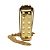 Estuche de lápiz labial de cuero dorado Valentino