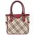 Burberry Nova Check Leder-Canvas-Handtasche Rot Beige - Ansicht 2
