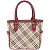 Burberry Nova Check Leder-Canvas-Handtasche Rot Beige - Ansicht 3