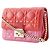Borsa a spalla a catena in pelle di agnello Christian Dior Rosa Rosso - vista 2