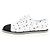 CHANEL 2017 NERO BIANCO TWEED PERLA TRIM LACE UP OXFORD SNEAKER FLATS EU 38.5 - vista 2