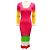 Prabal Gurung Hot Pink Mehrfarbiges Langarm-Rippstrick-Midi-Kleid