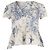 Blusa estampada com decote em V RED Valentino em seda creme Branco Cru