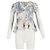 Blusa estampada com decote em V RED Valentino em seda creme Branco Cru - vista 4