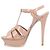 Sandali con piattaforma in pelle verniciata beige Saint Laurent Tribute Marrone - vista 2