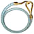 Bracelete Hermès Jumbo H em couro azul Dourado Metálico  - vista 3