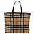 Burberry Nova Check Blue Label Tote Bag aus Wolle Beige Silber Authentisch 121808 - Ansicht 2