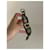 Bracciale in pelle vintage Dior nero e rosso - vista 7