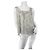 Chanel top semi-trasparente in pizzo bianco e nero Bianco sporco Silver hardware