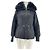 Moncler giacca corta nera con collo in pelliccia Nero