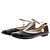 Chanel Bailarinas de cuero negro con cadena de tobillo dorada